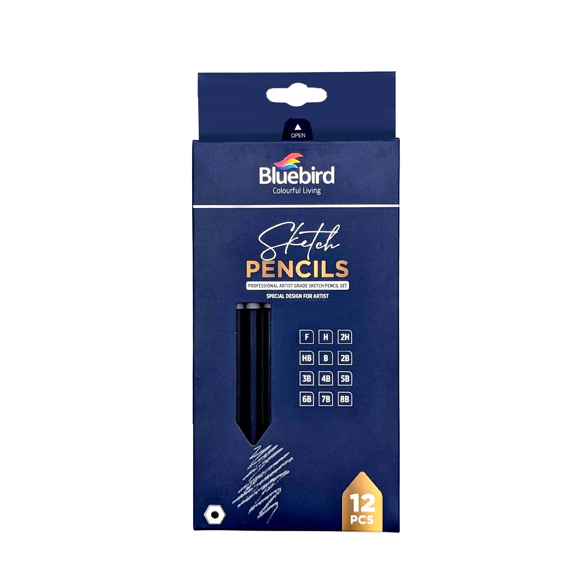 Blue Bird Sketch Pencils Set of 12 for Drawing Sketching and Shading