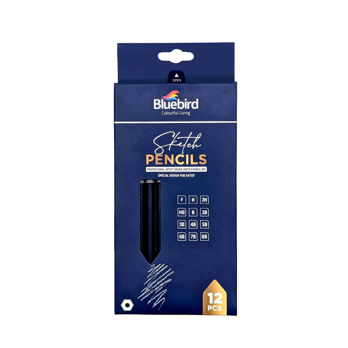 Blue Bird Sketch Pencils Set of 12 for Drawing Sketching and Shading