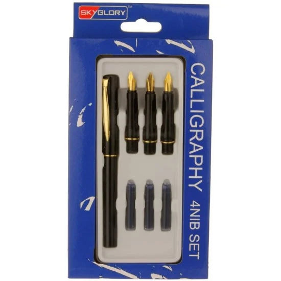 Sky Glory calligraphy ink pen set with 4 interchangeable nibs