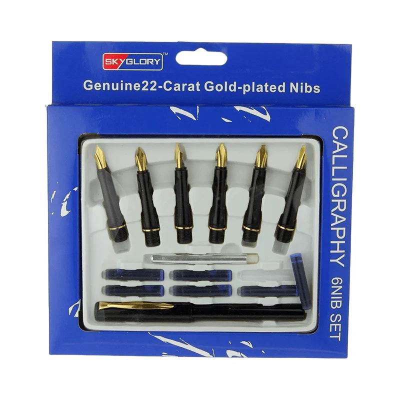 Sky Glory calligraphy ink pen set with 6 interchangeable nibs