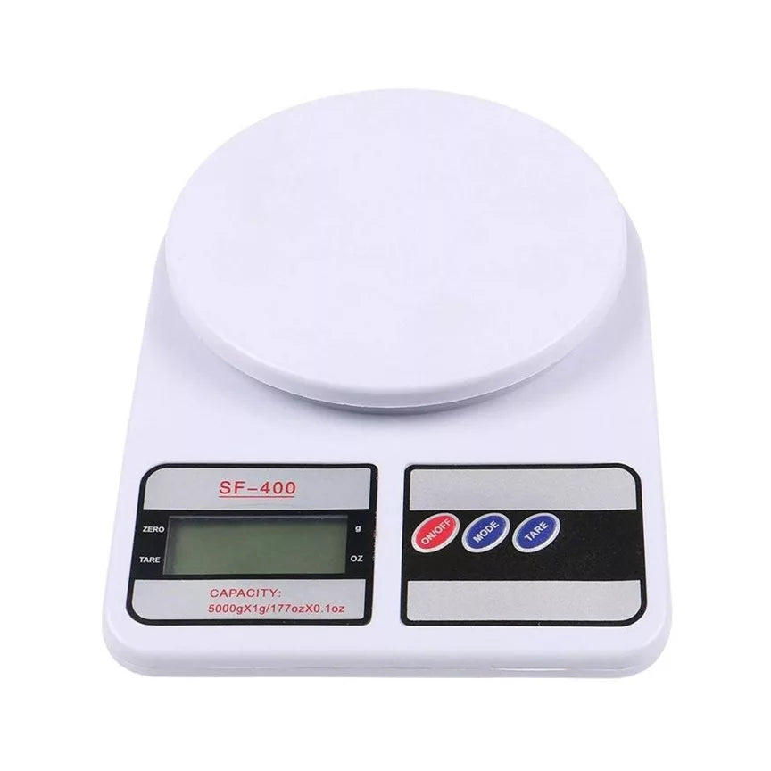 Digital electronic weighing scale with 1g precision and 10kg maximum capacity