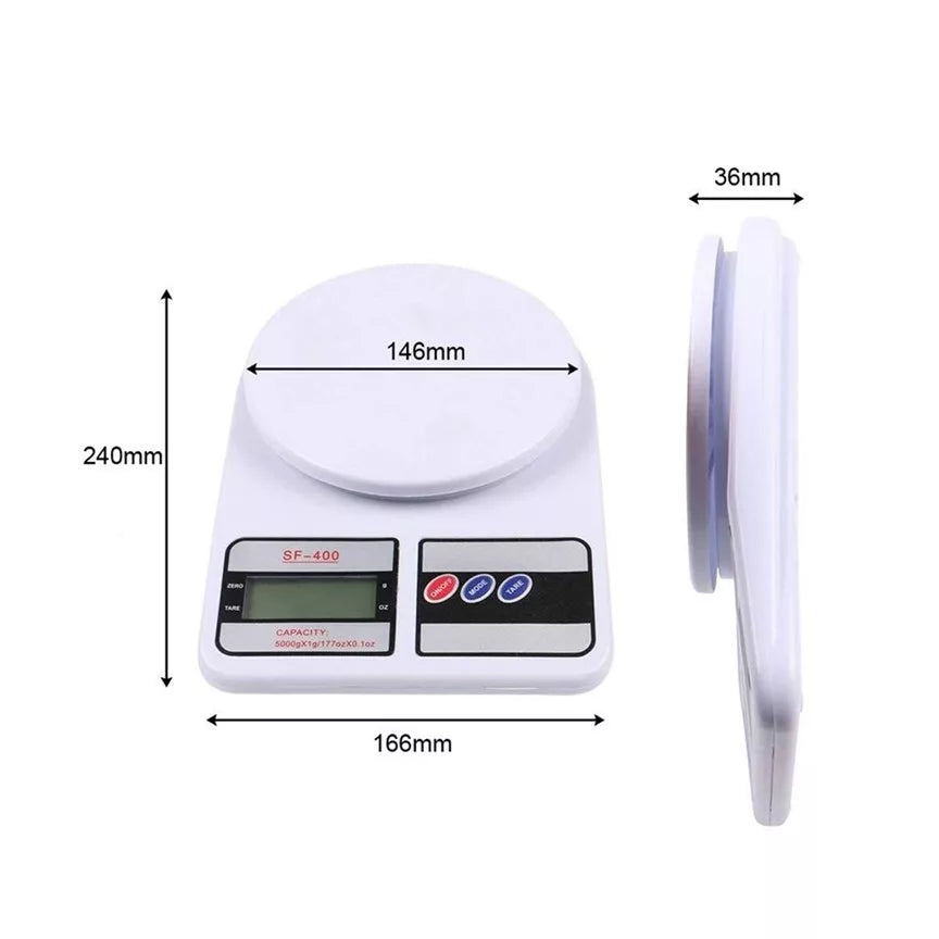 Digital electronic weighing scale with 1g precision and 10kg maximum capacity