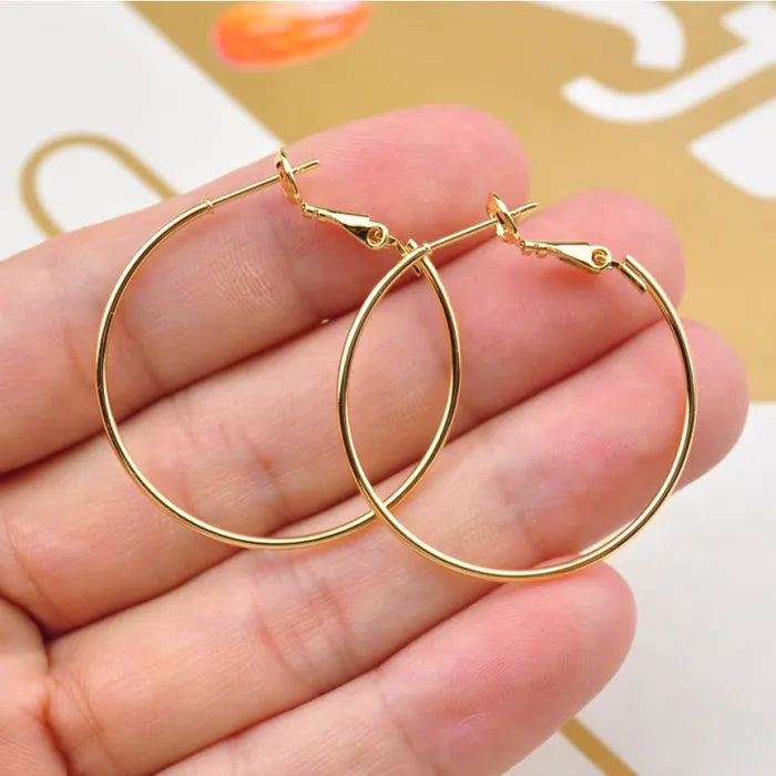 6 Pairs 1.5 Inch Thin Wire Loop Hoop Lever Back Bali Earrings