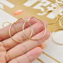6 Pairs 1.5 Inch Thin Wire Loop Hoop Lever Back Bali Earrings
