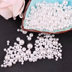Round no-hole ABS imitation pearl beads in a 40g pack for DIY jewelry, resin art, and scrapbooking