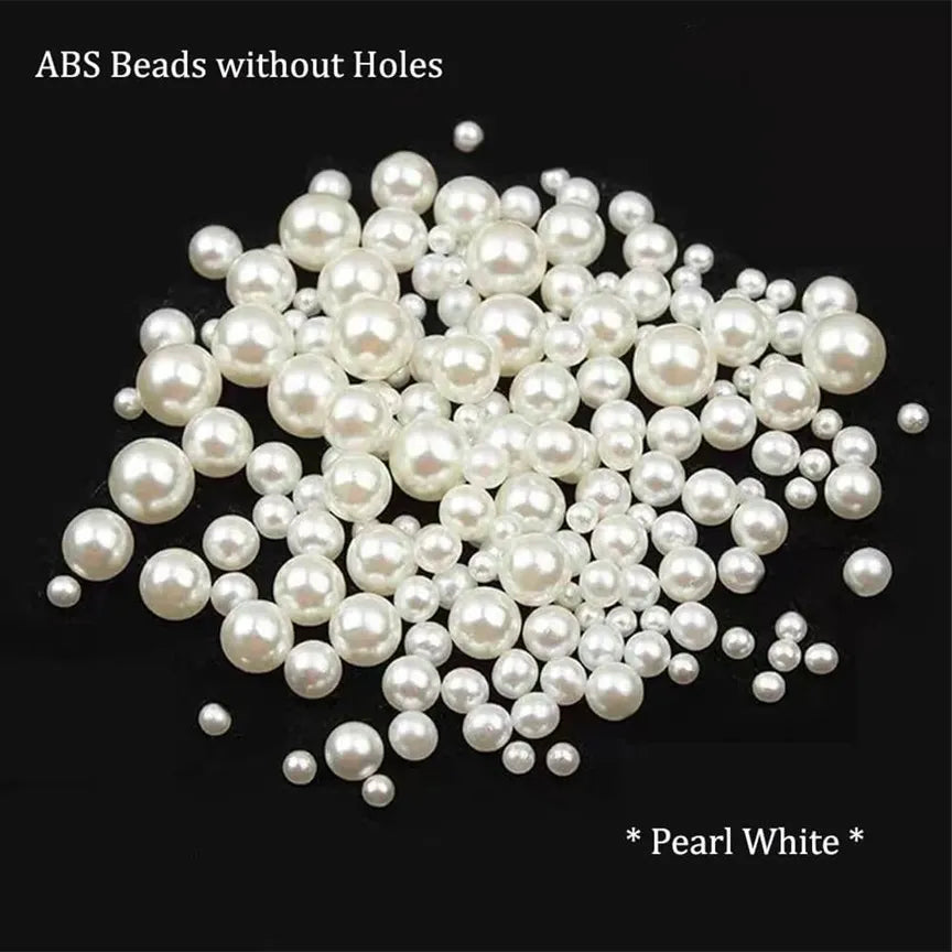 Round no-hole ABS imitation pearl beads in a 40g pack for DIY jewelry, resin art, and scrapbooking