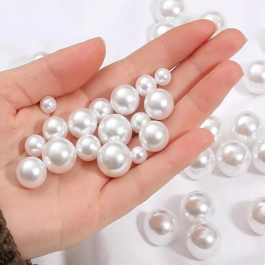 Round no-hole ABS imitation pearl beads in a 40g pack for DIY jewelry, resin art, and scrapbooking