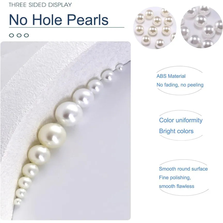 Round no-hole ABS imitation pearl beads in a 40g pack for DIY jewelry, resin art, and scrapbooking
