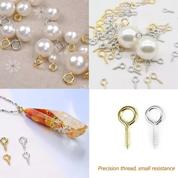 36 Pack Mini Loop Screw Eye Pins 10mm x 4.5mm Gold Silver for Resin Jewelry Making