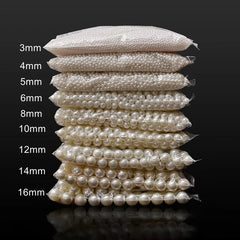Ivory White Round ABS Pearl Spacer Beads for Jewelry Making and DIY Craft Projects