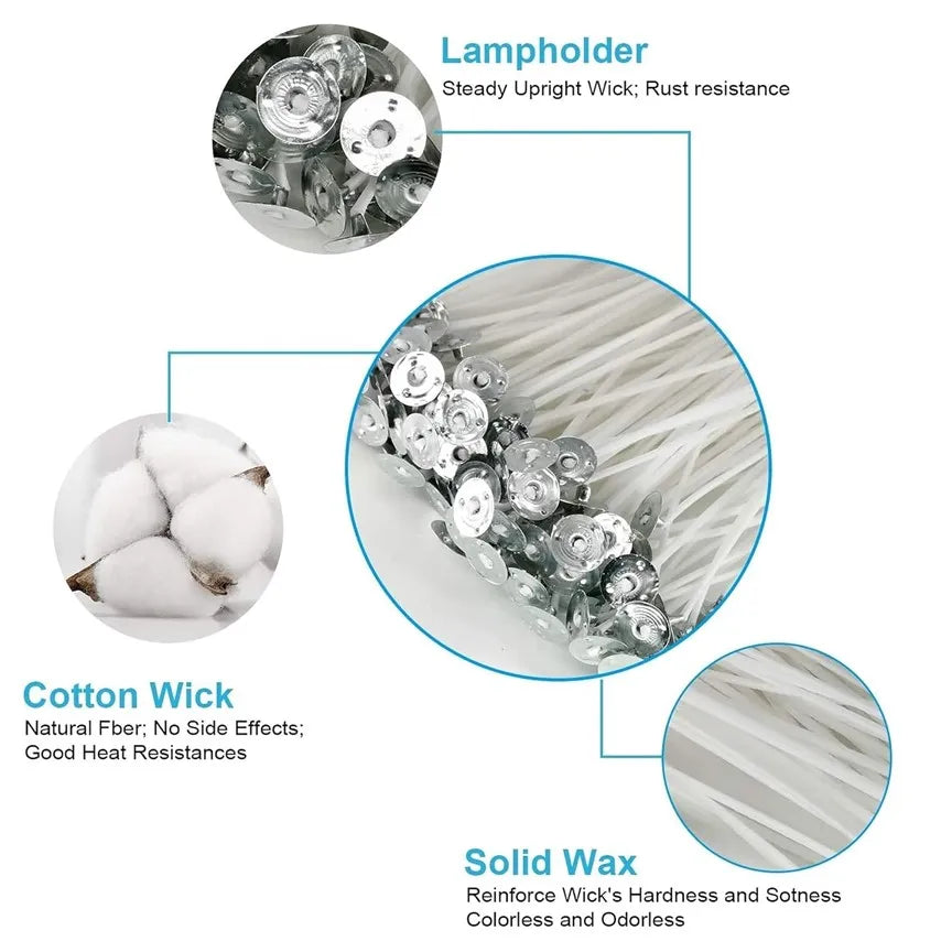 8-inch pre-waxed cotton candle wicks for DIY candle making