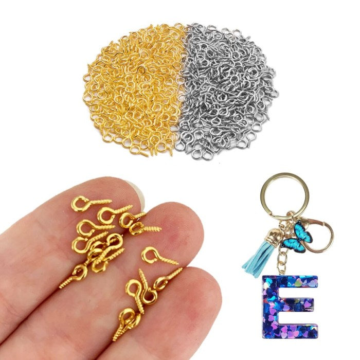 36 Pack Mini Loop Screw Eye Pins 10mm x 4.5mm Gold Silver for Resin Jewelry Making
