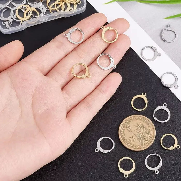 20 Pack French Lever Back Earring Hooks Round Buckle Gold Silver Plated