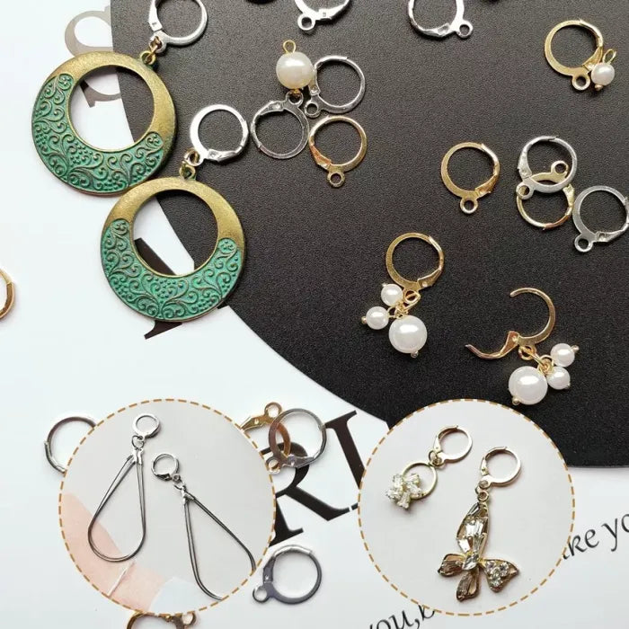 20 Pack French Lever Back Earring Hooks Round Buckle Gold Silver Plated
