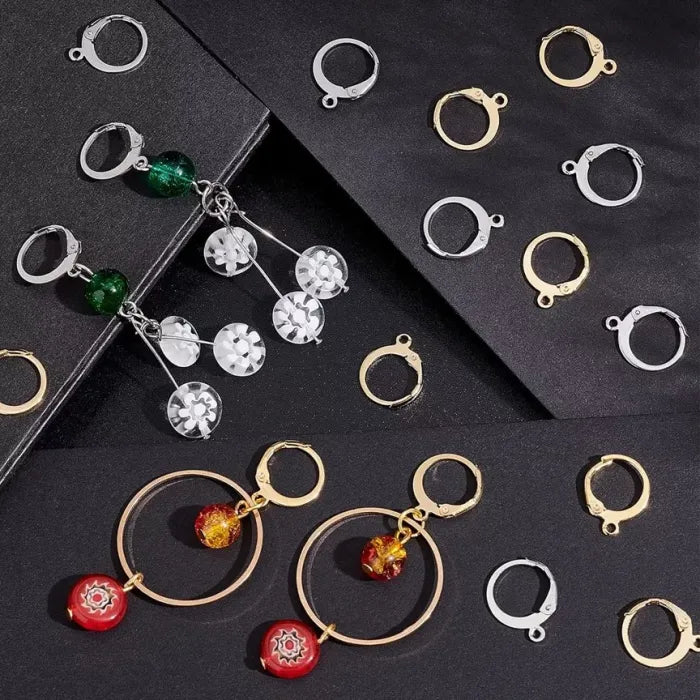 20 Pack French Lever Back Earring Hooks Round Buckle Gold Silver Plated