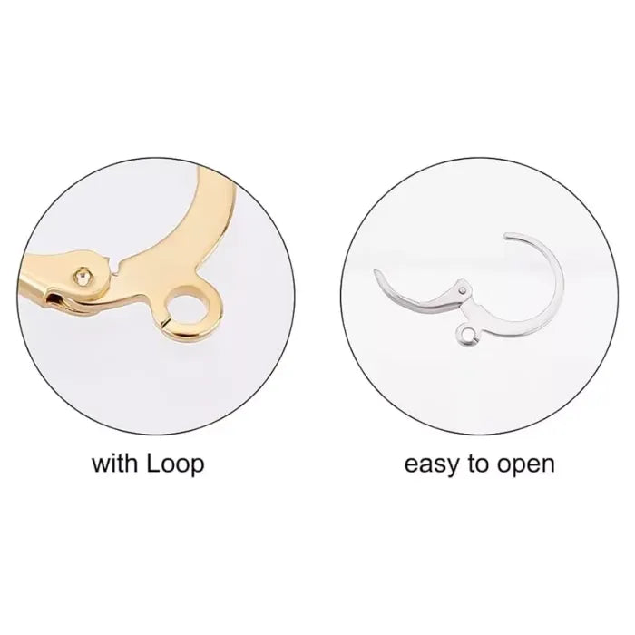 20 Pack French Lever Back Earring Hooks Round Buckle Gold Silver Plated