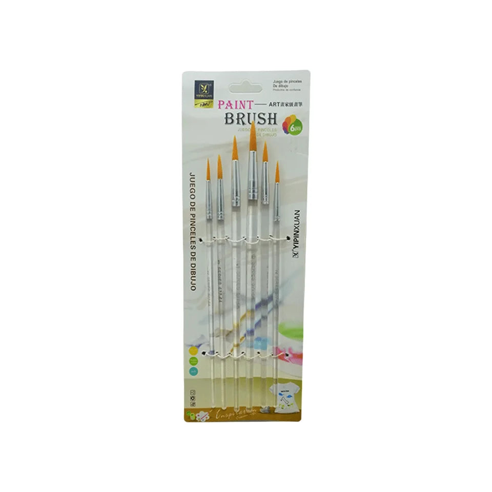 Set of 6 transparent stick round paint brushes for detailed painting and art projects