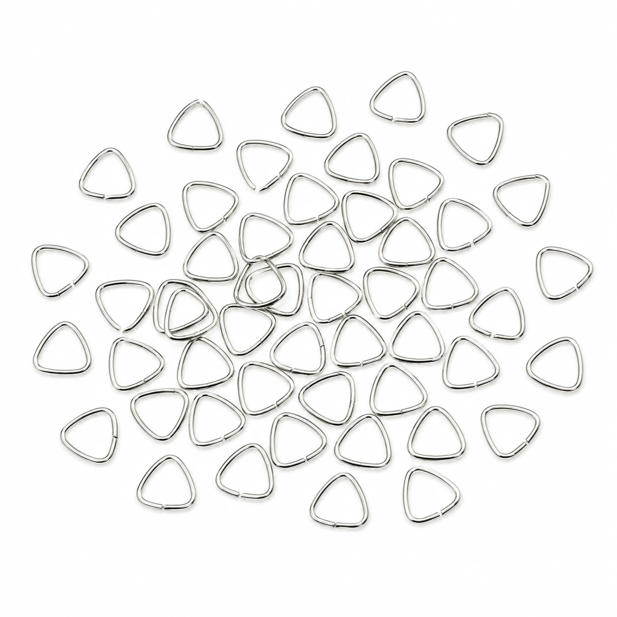 50 pcs 10mm silver triangle open jump rings for keychains jewelry making and DIY crafts