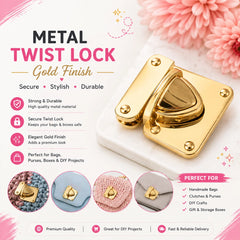 Golden Metal Bag Lock 1 Piece for Handbags and DIY Bag Making