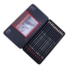Ulson professional drawing and sketch pencils pack of 12 in metal box for shading and art drawing