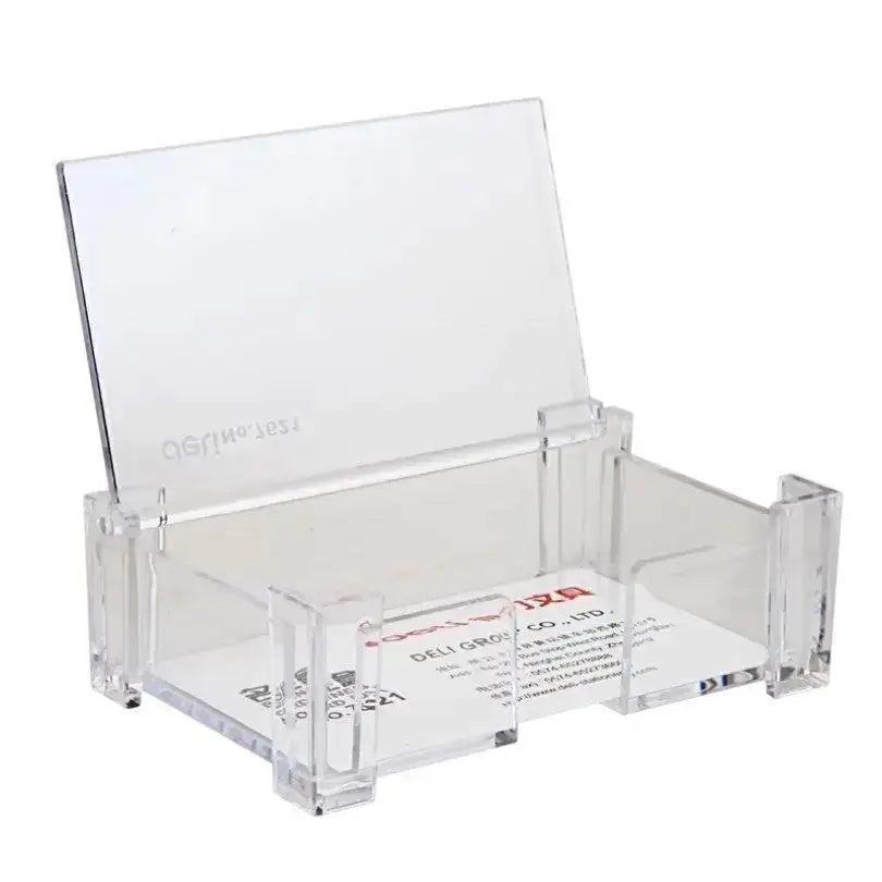  A sleek business card holder with a protective cover, designed to keep cards organized and secure.