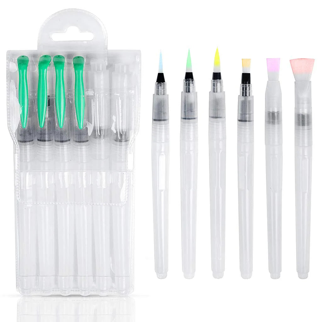 Watercolor brush pen refillable calligraphy drawing pen pack of 6 for painting and sketching
