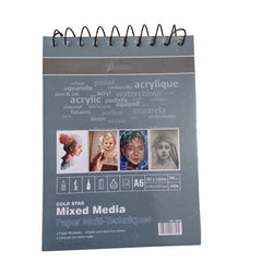 Gold Star Mix Media Pad A6 size for watercolor, acrylic, markers, and mixed media art