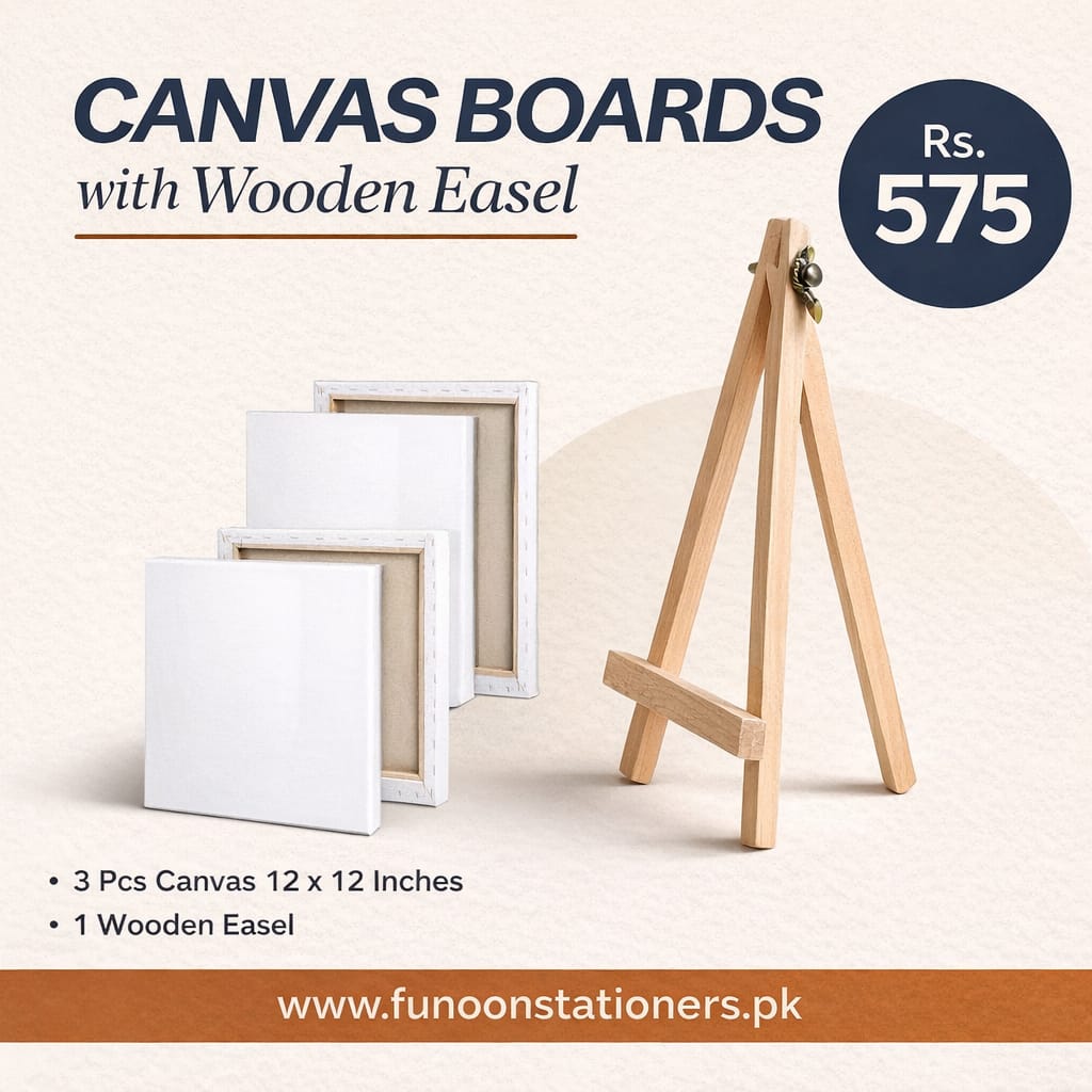 3 piece 12x12 inches canvas boards with easel for acrylic and oil painting