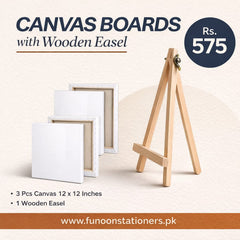 3 piece 12x12 inches canvas boards with easel for acrylic and oil painting