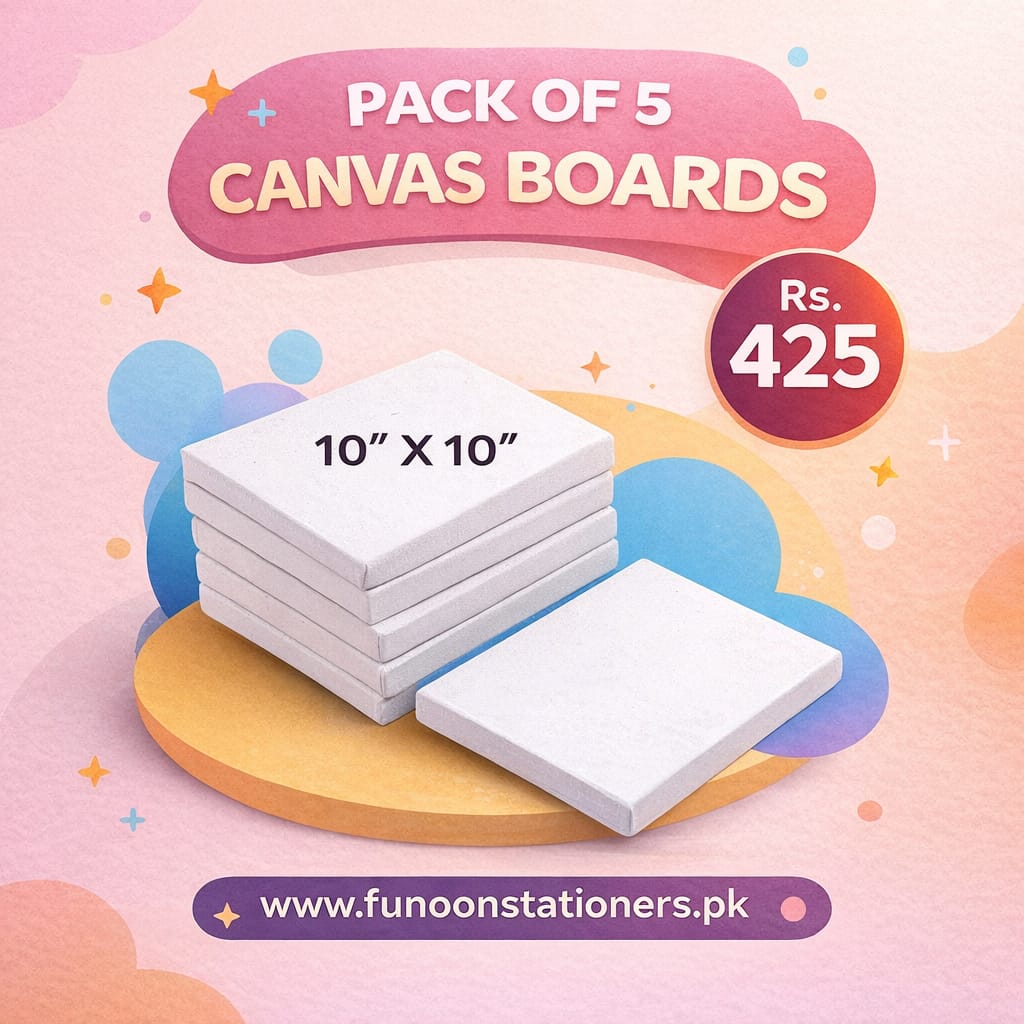 Pack of 5 canvas boards 10x10 inches for acrylic and oil painting