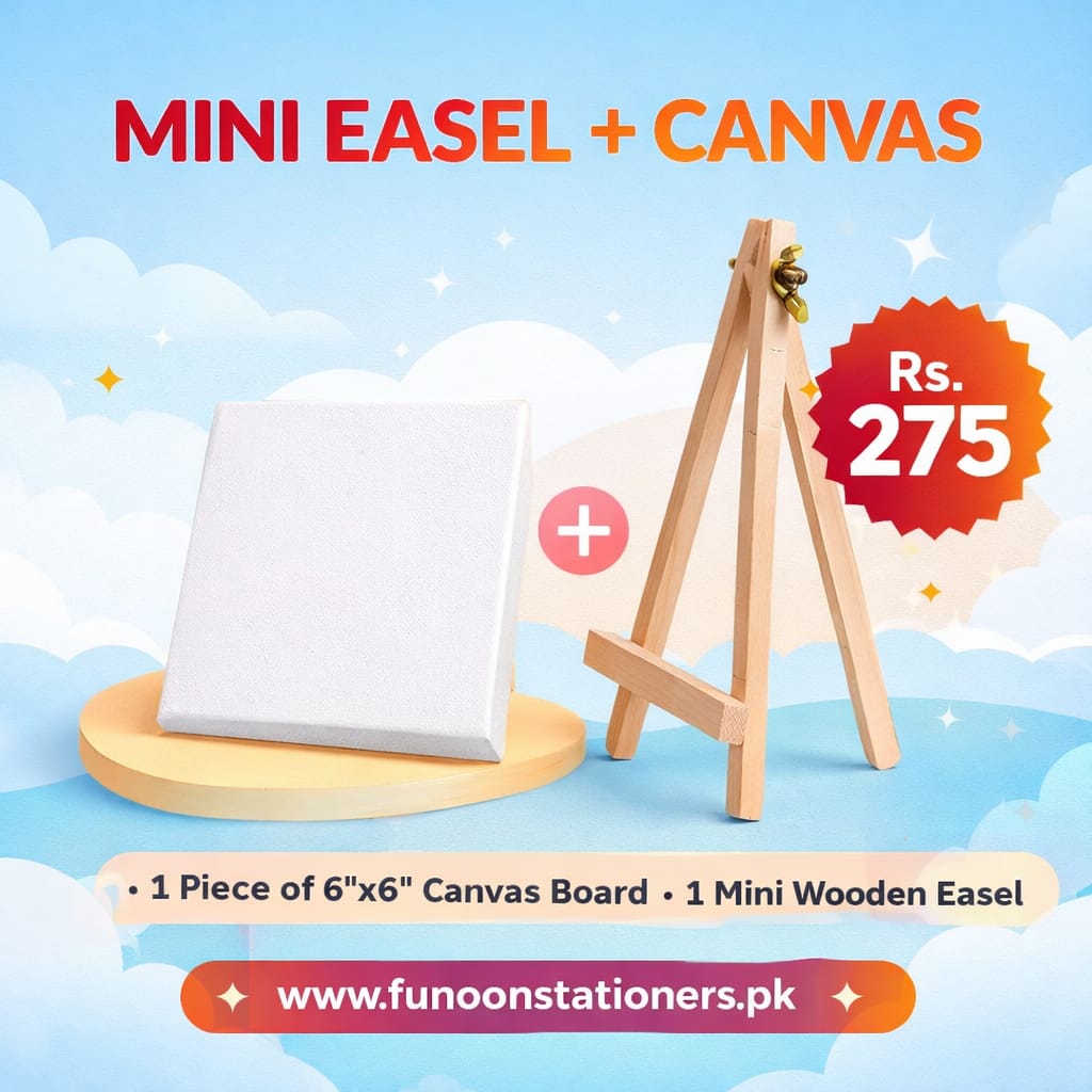 1 piece 6x6 inches canvas board with mini easel for acrylic and oil painting