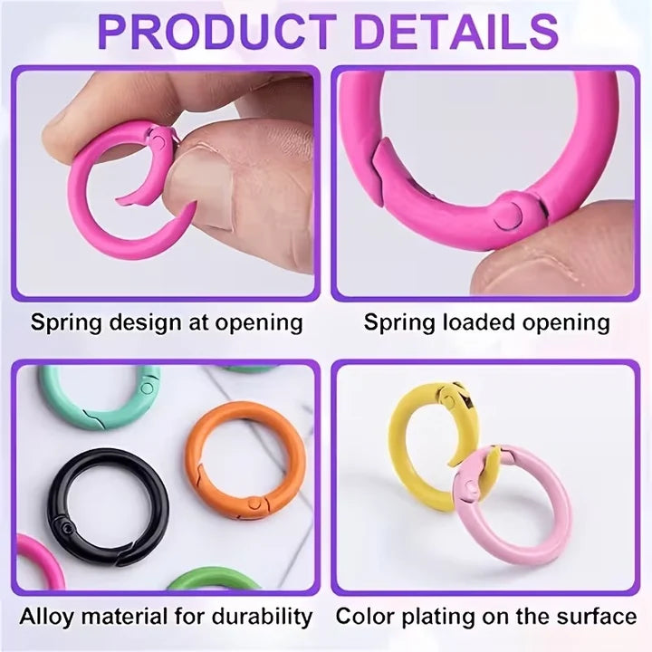 24mm Bright Metal O-Ring Spring Keychain Hook Openable Zinc Alloy Key Ring