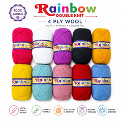 Rainbow Double Knit Yarn Ball 4ply 80g – Soft Knitting & Crochet Yarn