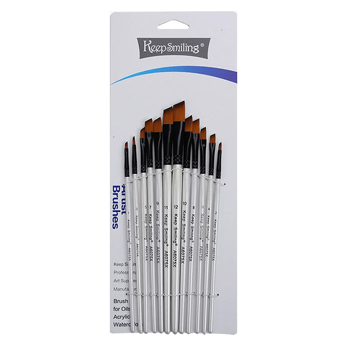 Keep Smiling A6075X 12pcs Cut tip Drawing Paint Brush Set