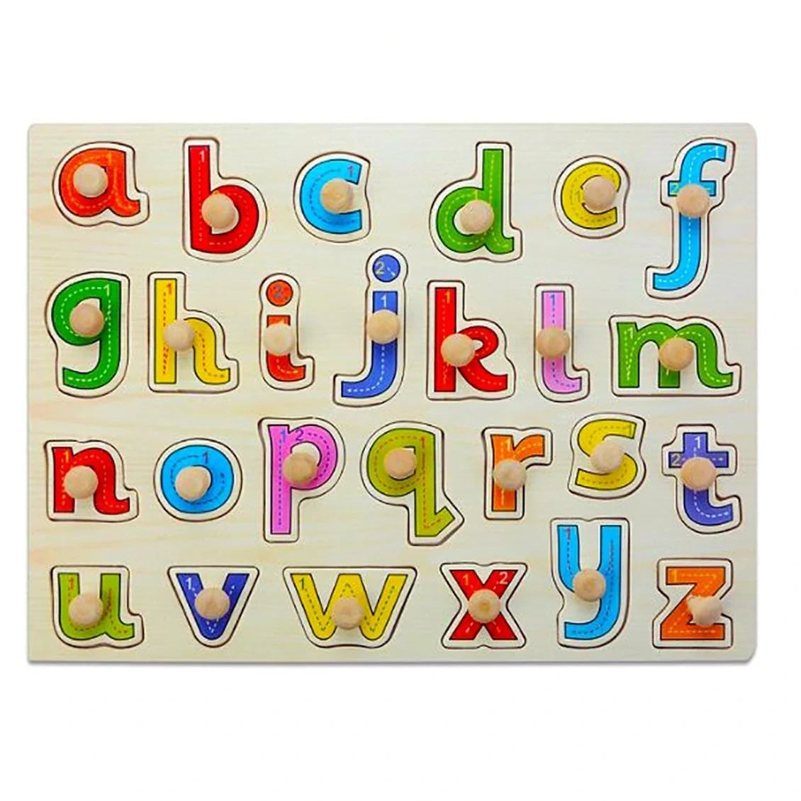 Wooden small letter English alphabet learning puzzle for kids educational play and letter recognition