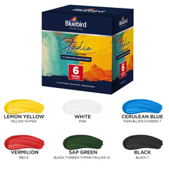 Bluebird Studio Acrylic Colours – 100 ml – Set of 6 Primary