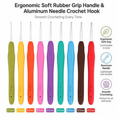 Soft grip ergonomic crochet hook for knitting crochet and DIY yarn projects