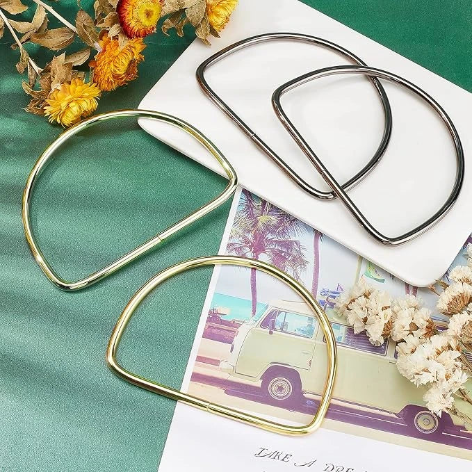 Metal D-shaped bag handles for handmade handbags, crochet bags, and DIY bag making