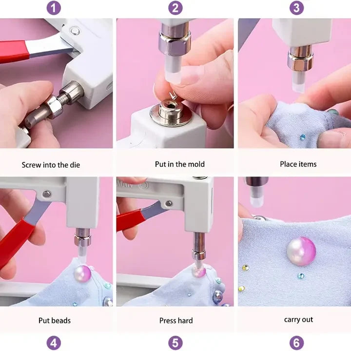 Pearl Setting Machine Hand Press for Beads Rhinestones and Fabric Decoration
