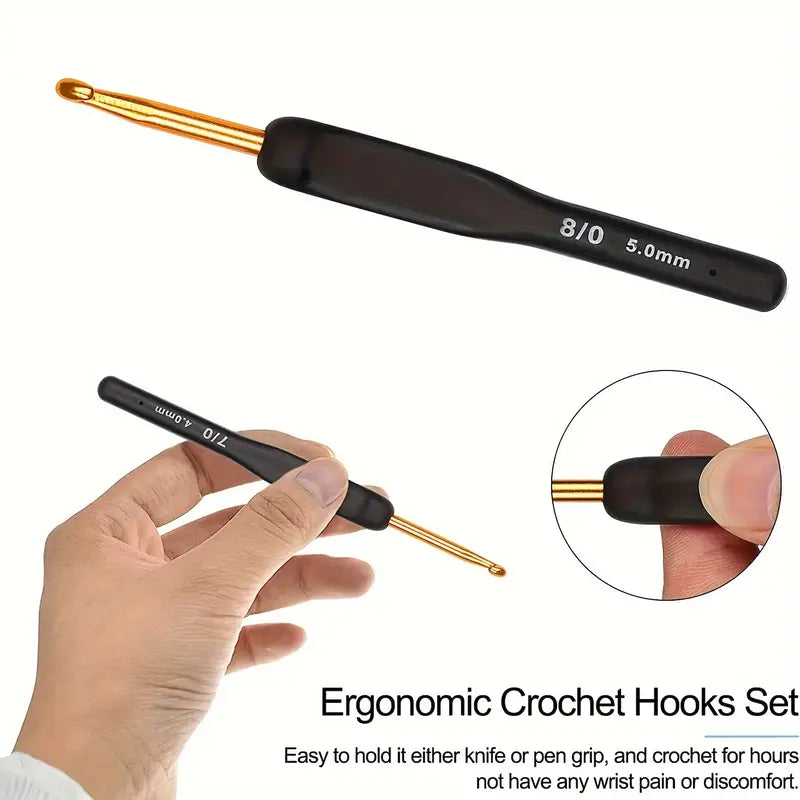 9pcs colorful soft handle crochet hook set