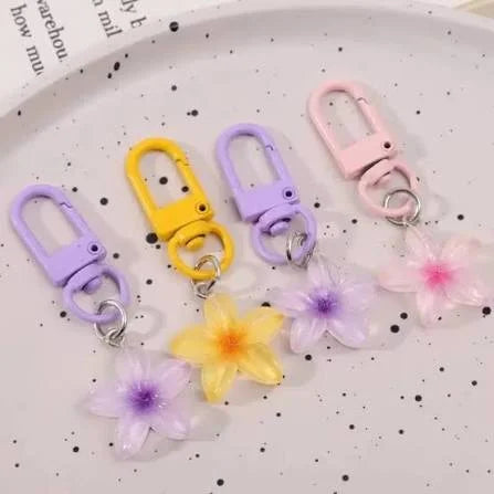 Cute Colorful Flower Resin Mini Keychain Pendant for Bag Decoration