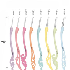 Decor Ergonomic Crochet Hook Set 8 Pieces Soft Grip Aluminium Hooks