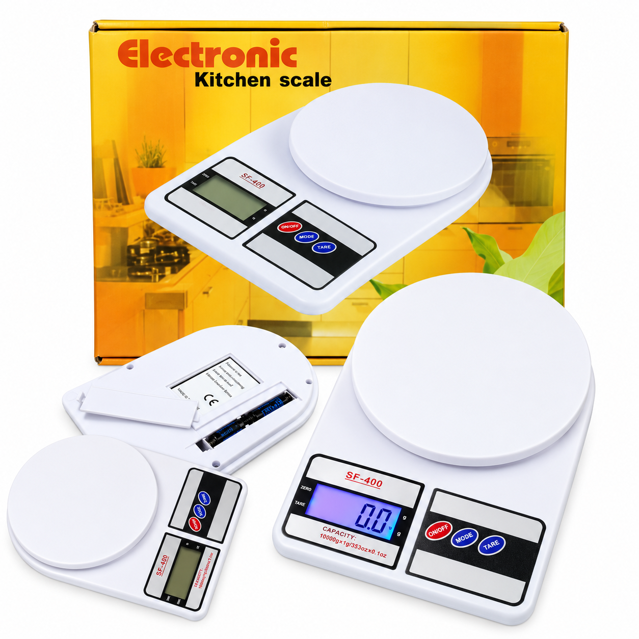 Digital electronic weighing scale with 1g precision and 10kg maximum capacity