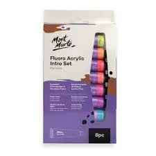 Mont Marte Fluoro Acrylic Paint Intro Set 8 pieces 18ml fluorescent acrylic colors on sale