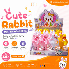 Cute Rabbit Mini Handheld Fan – Portable Cartoon Bunny Fan for Kids (1 Pc)