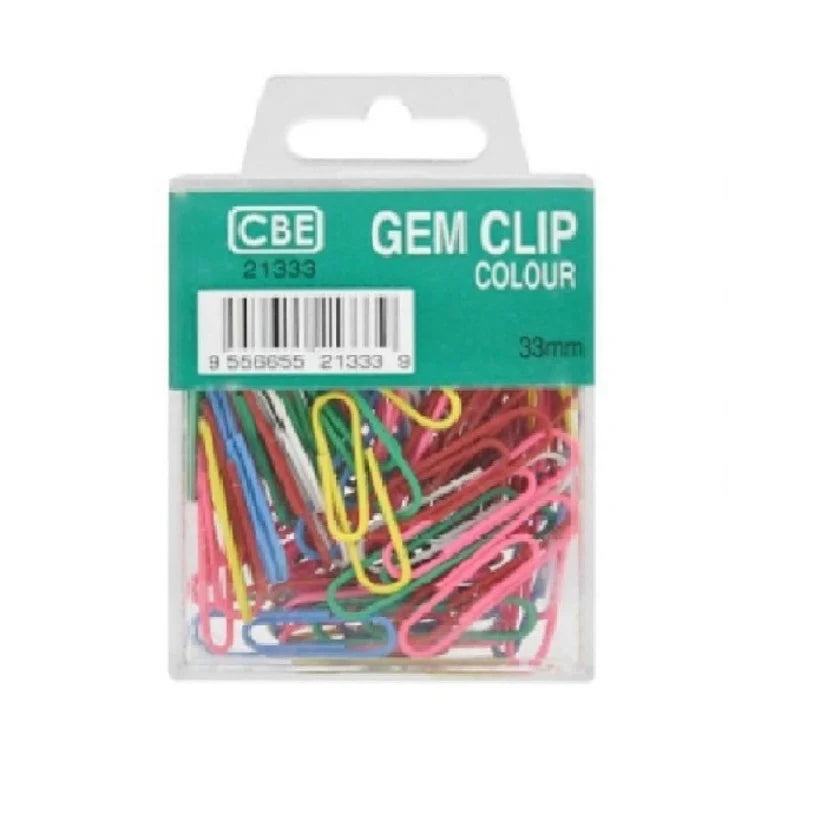 33mm colored plastic gem paper clip pack of 80 for office and school use