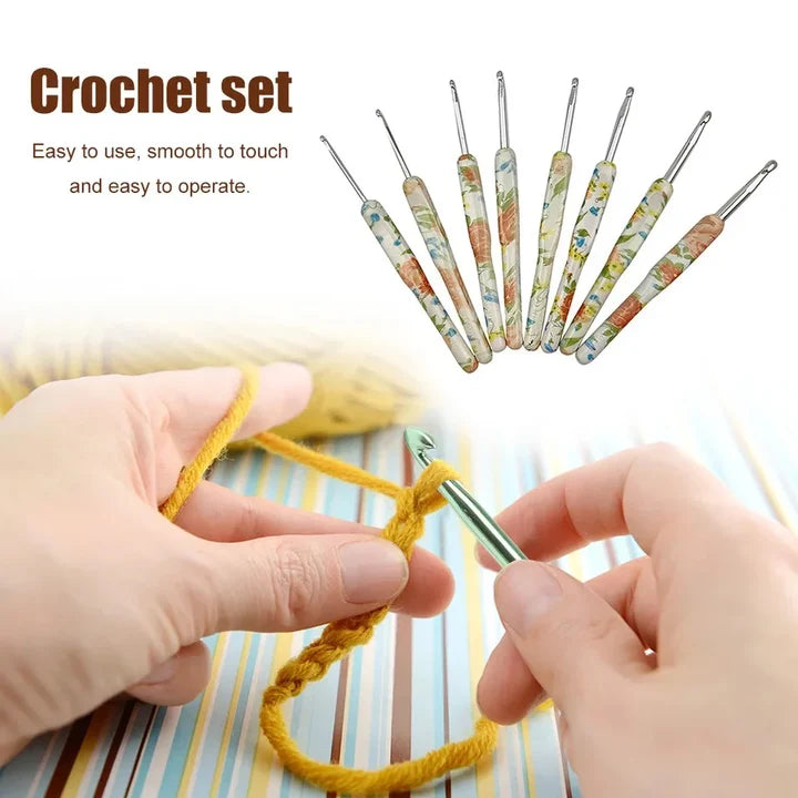 Vintage Crochet Hook Set 8 Pcs for Crochet Yarn Crafts and DIY Projects