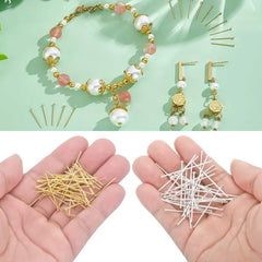 Flat Head Nail Pins Gold Silver 10g Pack for Jewelry Making