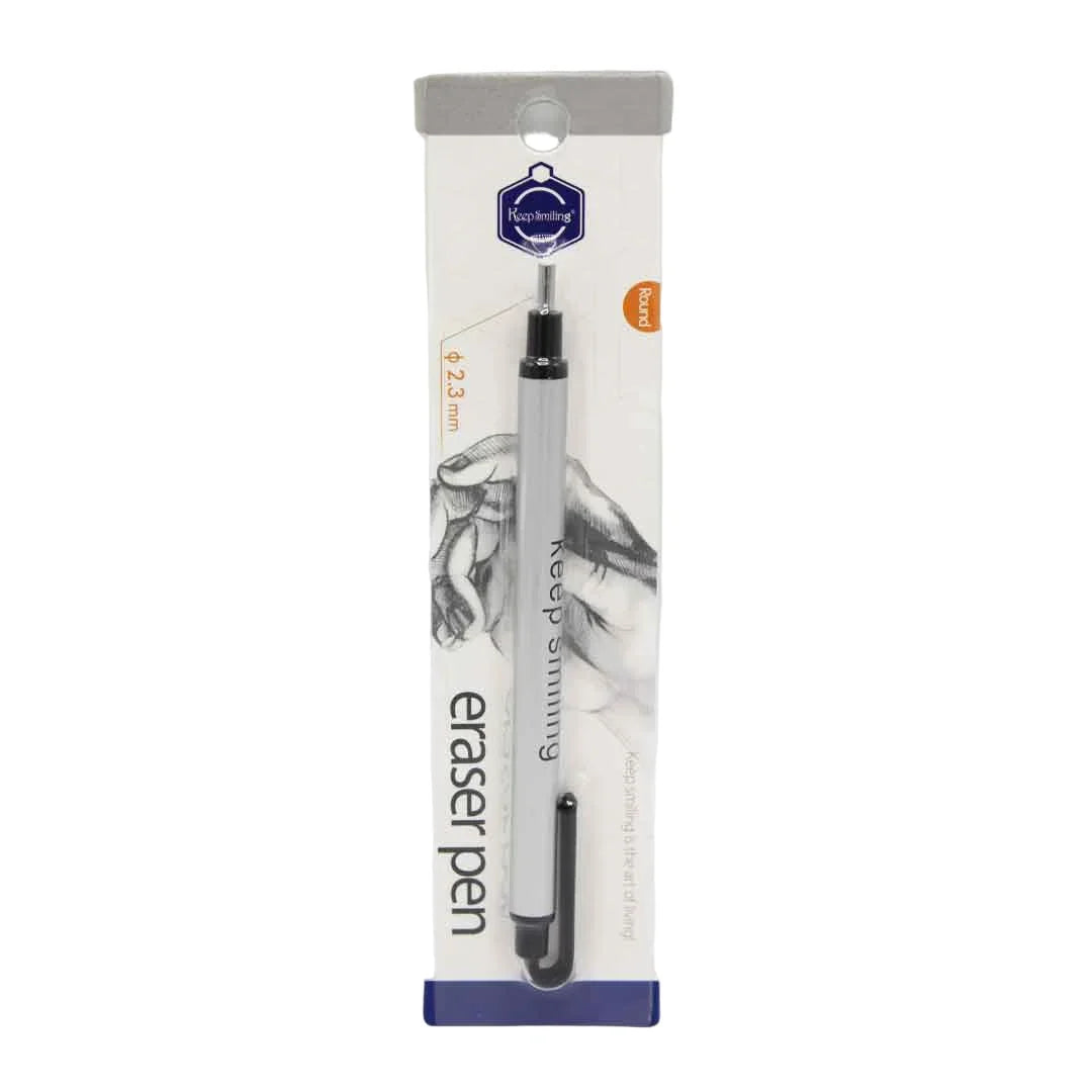 Keep Smiling 2.3mm refillable eraser pen, macaron design, Tombow Mono style, PVC-free for fine arts, sketching, and precise pencil erasing