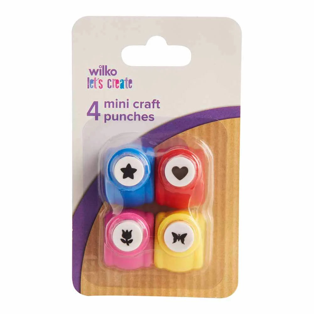 Mini Paper Punch Pack of 4 for Scrapbooking and DIY Crafts